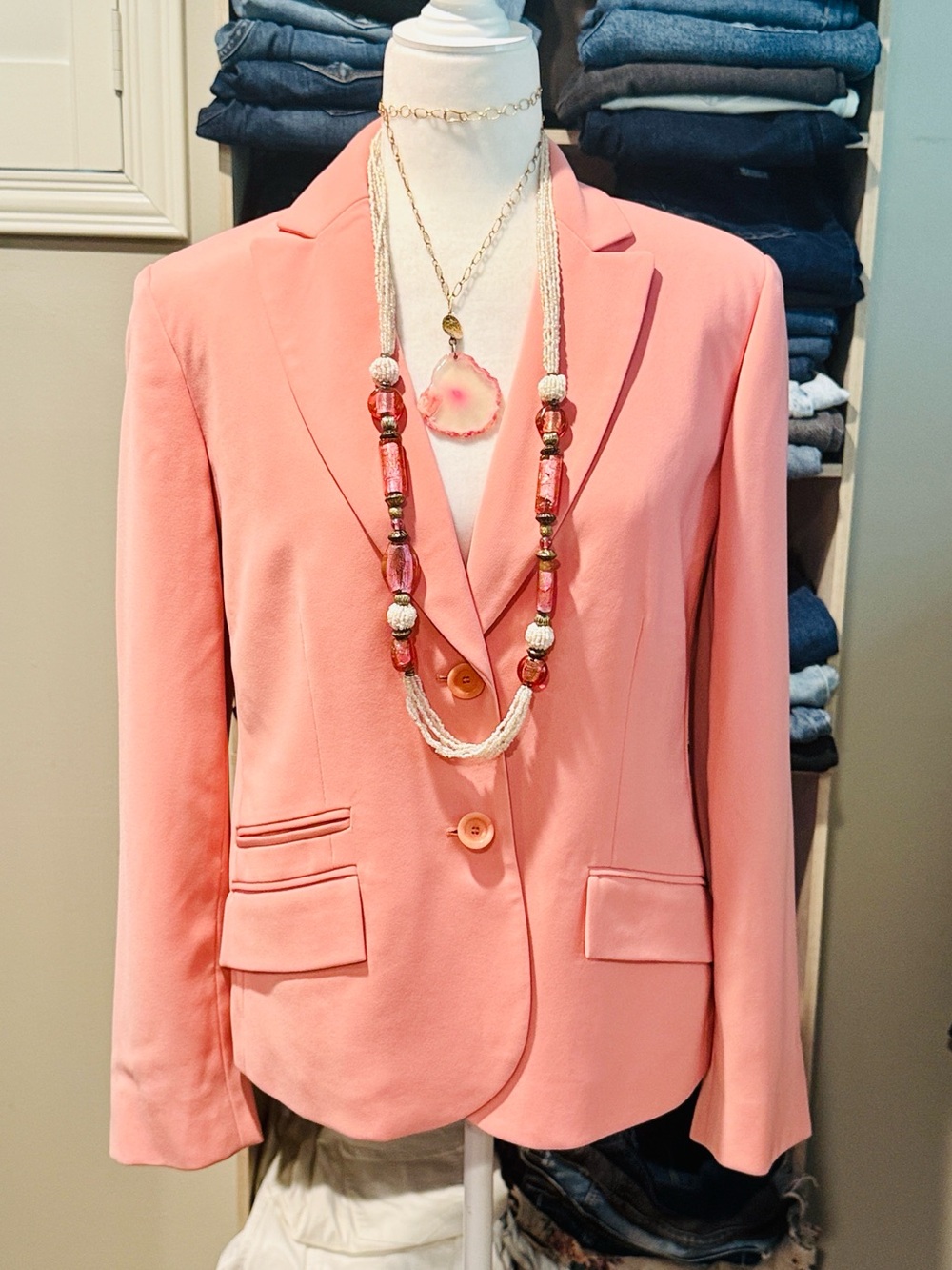 Vintage Women's Peach Pink Tailored Blazer